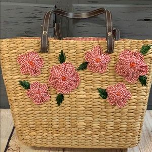 Tommy Hilfiger woven straw handbag tote